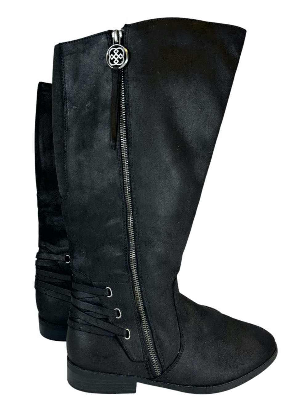 Daisy Fuentes Tavie-W Black Suede Knee High Wide Calf Boots Size 9.5W